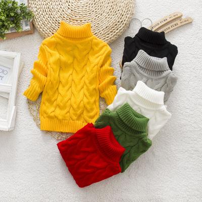 China Winter Color Pure Breathable Boy Girl Knitted Thick Knitted Kid Basing Solid Turtle Neck Shirts Collar Sweater Sweater Tops for sale