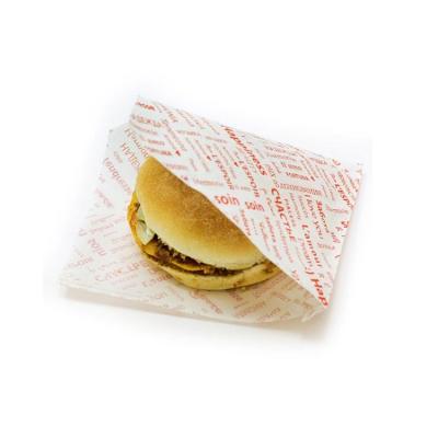 China Recyclable Biodegradable White Burger Rings Heat Seal Hamburger Packing Bag Greaseproof Wrapping Paper Pouch for sale