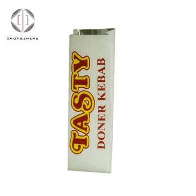 China Recyclable Flexo Printing Pinch Bottom Foil Lined Paper Bag For Hot Dog / Doner Kebab for sale