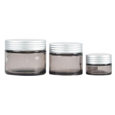 China Hot Sale Refillable Gray Empty Face Cream Jar And Silver Cap Cosmetic Packaging Containers for sale