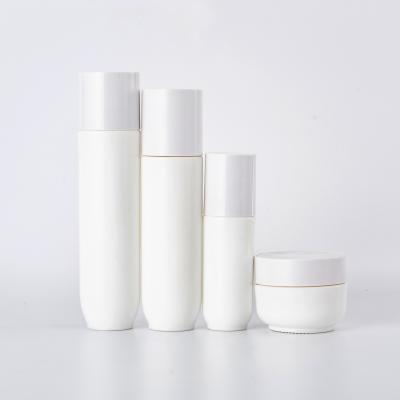 China Wholesale 40ml 100ml 120ml Recyclable White Lotion Pump Glass Bottles, 20g 50g Cosmetic Cream Jar for sale