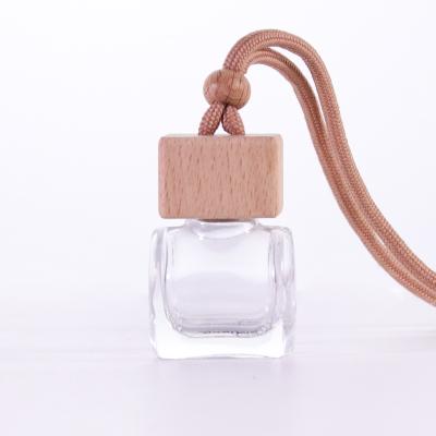 China Square Shape Car Perfume Bottles 7ml 8ml 9ml 10ml Recyclable Glass Car Diffuser Pendant Bottle Perfume Hanging Empty for sale