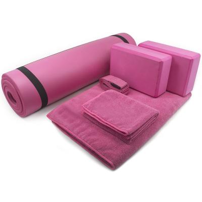 China Custom Logo Eco Yoga Block Yoga Massage Body Health Care Towel Thick Yoga Mat Set With Carry Strap for sale