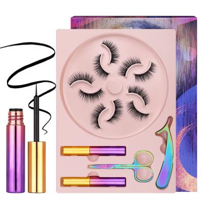 China 2021 newest styles winged magnetic eyeliner and wholesale magnetic 3d lashes with tweezers kits for sale