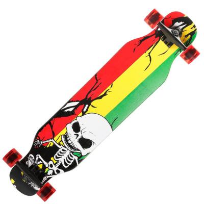 China Adult Customized Heat Transfers Long Skateboard With Maple Leaf And 60mm Wood Wheels for sale