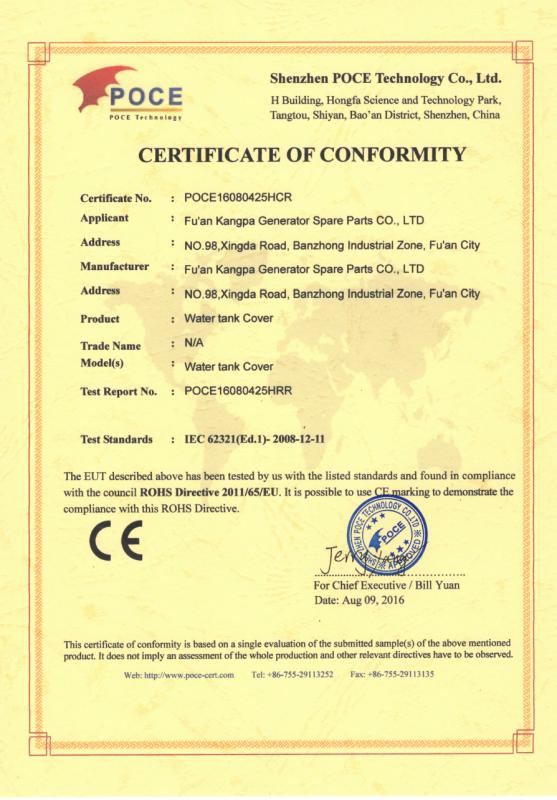 CE - Fuan Kangpa Generator Spare Parts Co., Ltd.