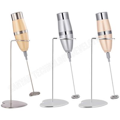 China Viable Powerful Automatic Mini Electric Milk Frother Handheld Foam Maker Egg Beater with Stand for sale