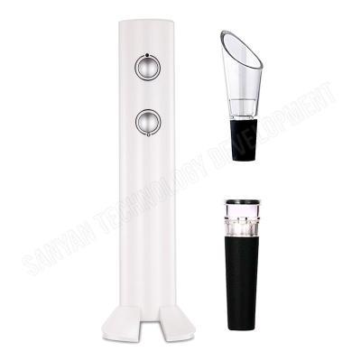 China Sustainable Electric Dry Battery Wine Bottle Opener Set Wine Opener Gift Set With Pourer Stopper for sale