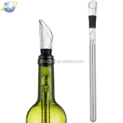 China Sustainable Stainless Steel Wine Bottle Cooler Stick With Aerator Pourer Beverage Cooler Stick for sale