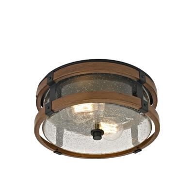 China Industrial Best Selling Rustic Elegant Wooden Both Bulbs Led Kitchen Flush Mount Ceiling Light for sale