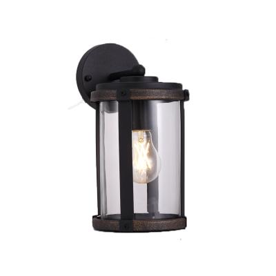 China Best Price Vintage E26 Industrial Black Wooden Garden Light Outdoor Wall Sconce Lamp With ETL CE for sale