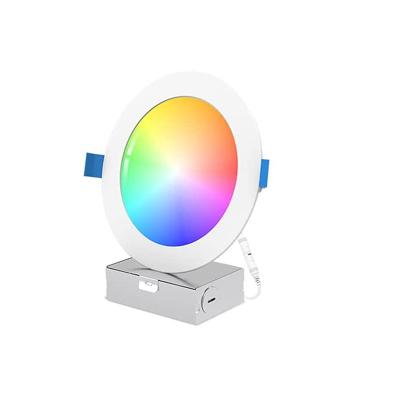 China Modern Ultrathin RGBCW Smart Down Light Retrofit 1100Lm Canless Wafer Lights 6 Inch RGB Down Light for sale