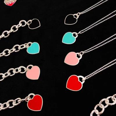 China High quality 925 sterling silver bracelets heart charm tiff style bracelets double enamel bracelets fashion jewelry factory for sale