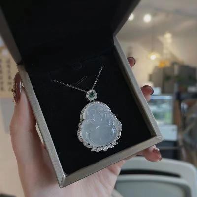 China Inl male buddha pendant chalcedony jade birthday gift buddha necklace male white copper lady pendant pure natural CLASSIC jewelry for sale