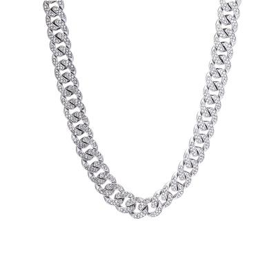 China Europe and America Hip-Hop Fashion Hip-Hop Fashion Ins Style Double Row Diamond Full Diamond Cuban Necklace for sale