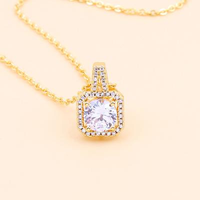 China Europe and America NET Yiwu Female Geometric Zircon Jewelry Red Pendant Necklace Stainless Steel Pendant Wholesale for sale