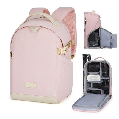 China MOQ: 50pcs Canvas Camera Bag Fits 13.3 Inch Laptop Water Resistant Rain Cover Tripod Stand For Women Men Canvas Pink for sale