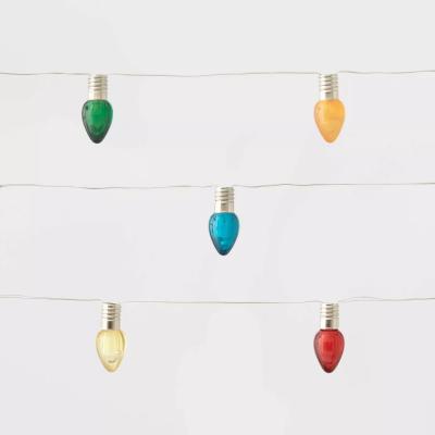 China COPPER 20ct LED Dewdrop C Bulb String Lights Multicolor PVC with Silver Wire Fairy String Lights Battery for sale