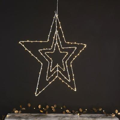 China PVC COPPER Hanging 3D Christmas Star Light Novelty Lighting Hanging Star Light for sale