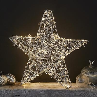 China PVC COPPER Crystal Lit Star Indoor Outdoor Decorative Silver Christmas Stars Large Christmas Light for sale