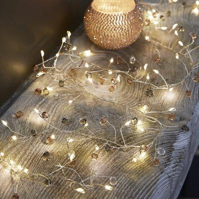 China Decoration lights Smokey Crystal Beaded Fairy Lights PVC COPPER home party decoration luces de navidad for events for sale