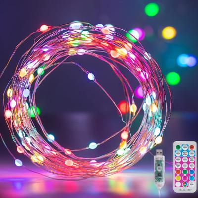 China 33 ft 100 LED String Lights Bedroom String Light Party with Remote, 11 Modes USB Powered Christmas Color Changing Fairy Lights for sale