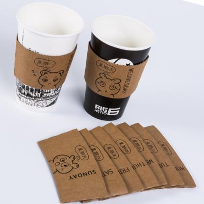 China Disposable Custom Handmade Kraft Paper Hot Coffee Cups Mask Protective Sleeve Holder for sale