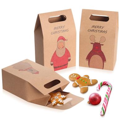 China Recyclable Logo Cute Kraft Paper Christmas Gift Hot-selling Custom Candy Boxes Candy Gift Box With Handle for sale