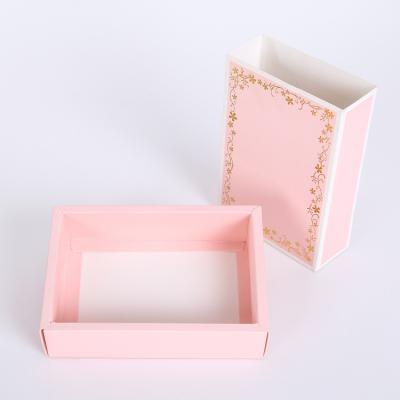 China Hot Selling Disposable Girl's Clothing Paper Box Pink Socks Slide Drawer Packaging Box for sale