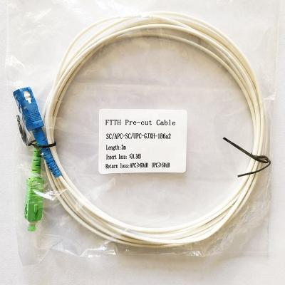 China FTTH FTTB FTTX Network SC UPC APC Single Mode G657a 1core 2core 10m Ftth Indoor White Drop Fiber Optic Patch Cord for sale