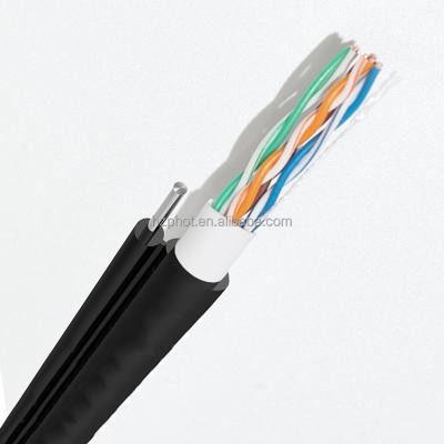 China Computer Networks Fabricated Outdoor UTP Cat5e With Messenger PVC PE Jacket Lan Cable Internet Cable Cat 5e 4 Pairs for sale