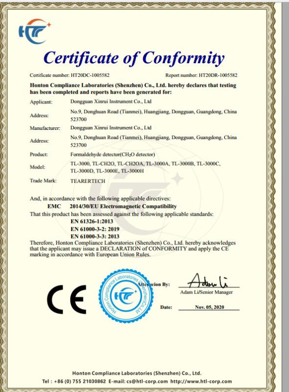 CE - Dongguan Xinrui Instrument Co., Ltd.