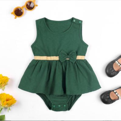 China Green dress 2022 hot sales costume for infants and toddlers triangle suit baby onesie sleeveless rompers for sale