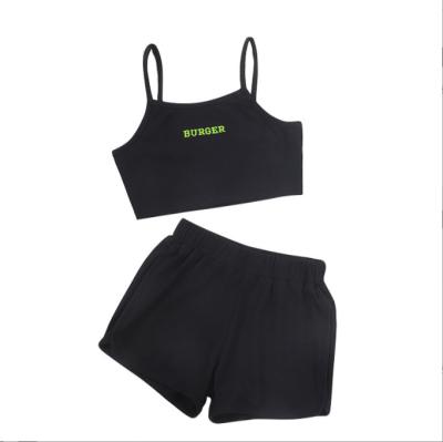 China 2022 New Girls Breathable Halter Shorts Suit Is A Stylish Two-piece Outfit Black for sale