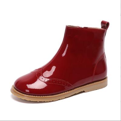 China Stylish 2022 Winter Genuine Leather Girls Boots Girls Boots Kids Shoes Girls Red Sparkle Trend Wholesale Round Baby Shoes for sale