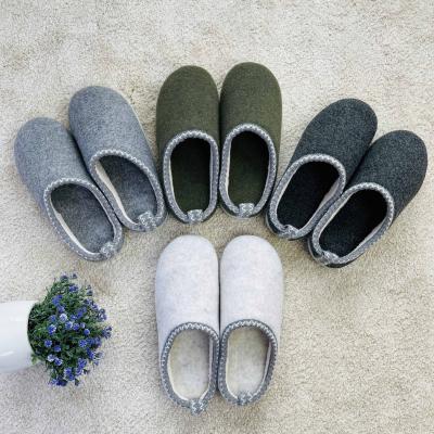 China 2021 fashion trend factory outlet wholesale winter warm indoor removable insole boiled furry plush felt slipper for women for sale