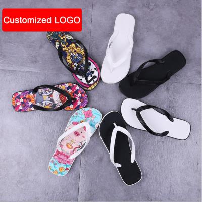 China 2021 New Fashion Colorful Light Weight Cheap Custom Ladies Flip Flop Print Beach PVC Slippers for sale