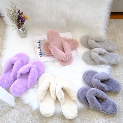 China 2021 Premium Quality Faux Rabbit Light Fur Fluffy Female Fuzzy Warm Flip Flops Plush Slippers for sale