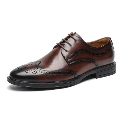 China China Direct Retro Elegant Men's Anti-slippery China Factory Style Formal Shoes Wedding Brown Handmade Leather for sale