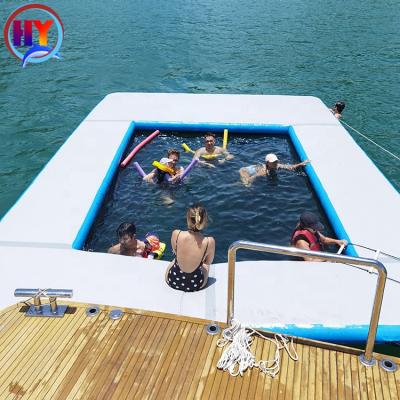 China DWF Yacht Water Pool Inflatable Ocean Sea Float Pool (Double Wall Cloth) With Net Customized Portable Inflatable Pool for sale