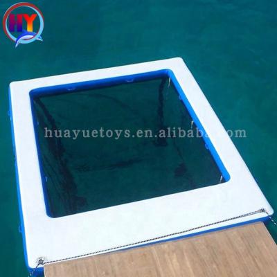 China DWF Yacht Swimming Pool Hot Sale Inflatable Floating Pool Ocean Sea Inflatable Float Pool (Double Wall Cloth) With Net For Boat for sale