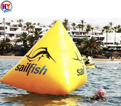 China Water Sports Park Factory Price Customized Water Floating Inflatable PVC Triangle Marker Beacon Buoy With Logo For Dive Swimming for sale