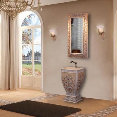 China New In 2022 Unique Design Sink Hand Wash Basin Bathroom Sandstone Eco-Free Basin With Mirror for sale