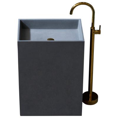 China Sustainable Modern Bathroom Pedestal Lavatory Sink Artificial Stone Hand Wash Basin for sale