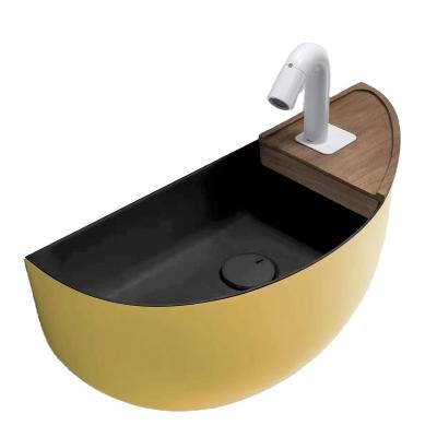 China Items 2022 Traditional Hot Products Gold Sanitary Hung Wash Basin Hang Wall Mounted Hand Sink for sale