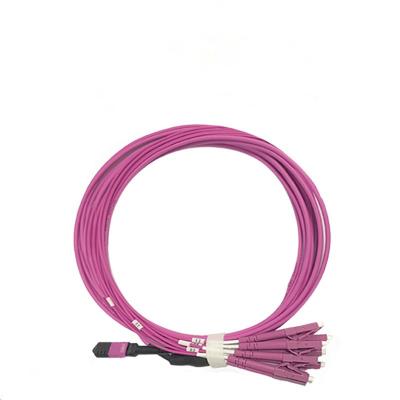 China FTTX 8 Cores 12 Cores 24 Cores OM4 Multimode Fiber Cable MPO To LC Multimode Connector MPO To LC Fiber Optic Patch Cord for sale