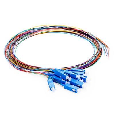 China FTTX SC UPC 12 Fibers Single Mode 0.9mm Fiber Optic Pigtail SC/UPC Color Coded Pigtail for sale