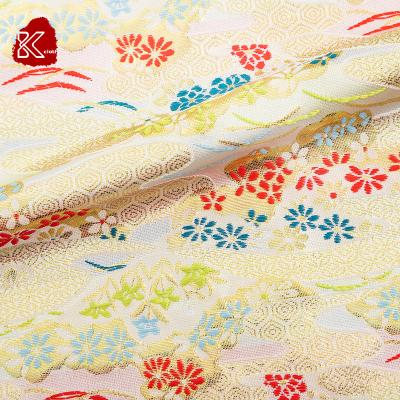 China New Coming Shrink-Resistant Floral Flower Brocade Fabric With Jacquard For Wedding Dress Cheongsam for sale