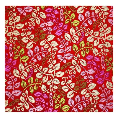 China Shrink-resistant bright red leaf flower fashion fabric jacquard fabric brocade fabric for kimono garment for sale