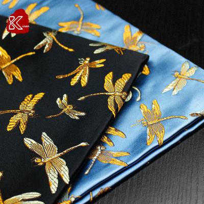 China New Style Beautiful Jacquard Brocade Fabric Shrink-Resistant Polyester Silk Satin Nylon Dress Fabric For Garment for sale